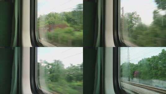 火车车厢内窗外风景高清在线视频素材下载