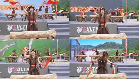 少数民族女子舞台舞蹈表演高清在线视频素材下载