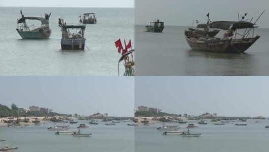 休渔期渔船停港高清在线视频素材下载