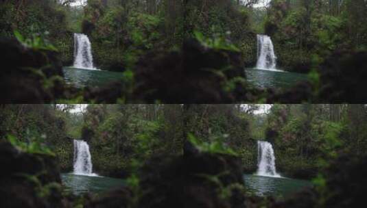 森林里的瀑布景观高清在线视频素材下载