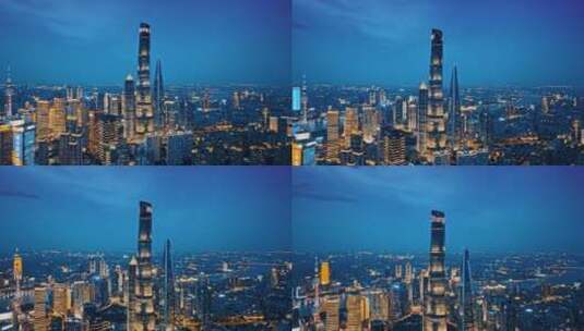 陆家嘴上海中心大厦蓝调高清在线视频素材下载