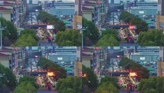 浙江义乌国际风情街宾王三挺路夜市延时摄影高清在线视频素材下载