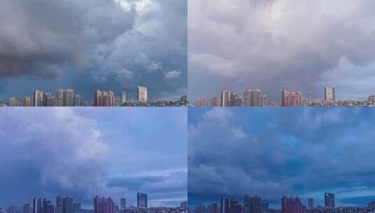 广州城市建筑与天空乌云密布延时风光高清在线视频素材下载