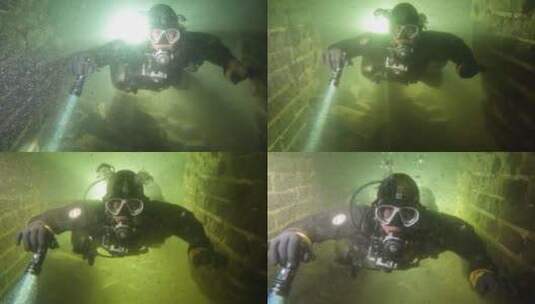 水下长城潜水高清在线视频素材下载