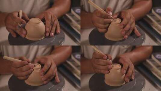 陶艺大师制作陶艺过程高清在线视频素材下载