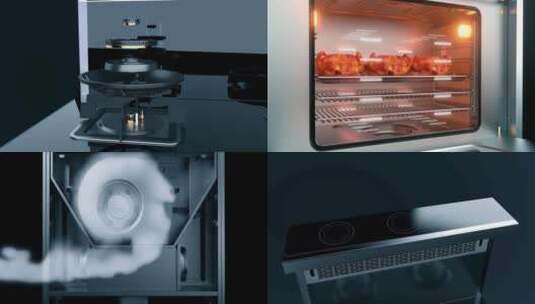 （多镜头）3d燃气灶微波炉高清在线视频素材下载
