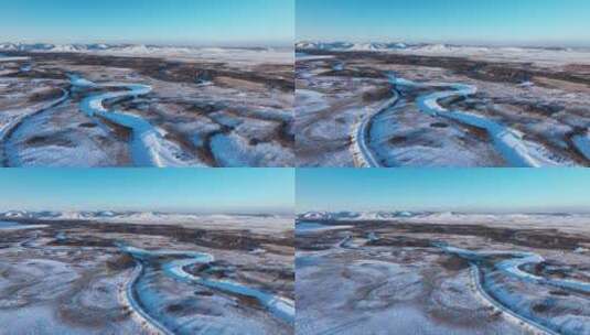 冬季雪山湿地雪野风景高清在线视频素材下载