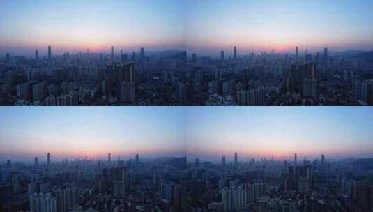 夕阳照耀深圳高楼城市风光G高清在线视频素材下载