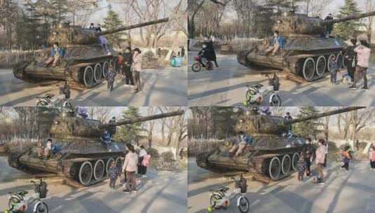 禹城公园火炮高清在线视频素材下载