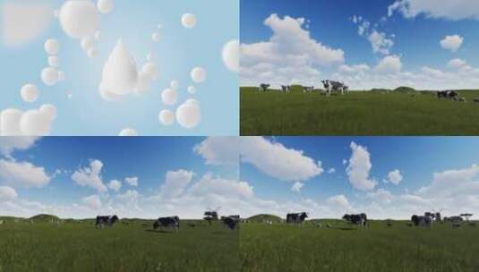 牛奶水滴进入牧场高清在线视频素材下载