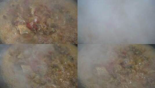 蒸煮锅里冒泡的美食高清在线视频素材下载