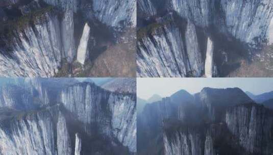 4K恩施大峡谷秀丽山峰竖立岩石航拍视频高清在线视频素材下载