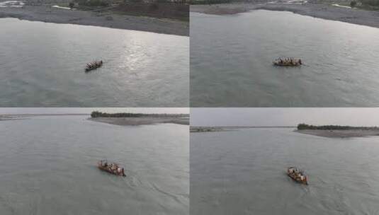 巴基斯坦印度河小船航拍高清在线视频素材下载