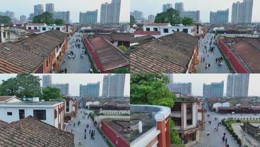 航拍福建漳州古城老街古建筑高清在线视频素材下载