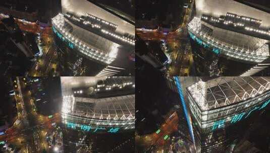 昆明广场夜景航拍高清在线视频素材下载