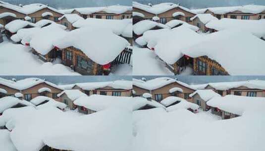 中国黑龙江雪乡风景航拍高清在线视频素材下载