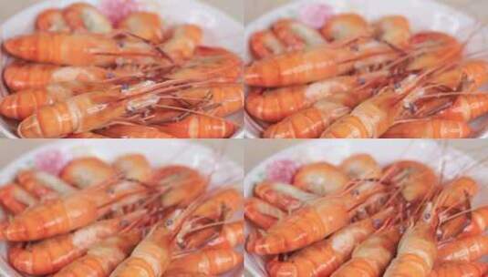 白灼罗氏虾，海鲜，虾高清在线视频素材下载