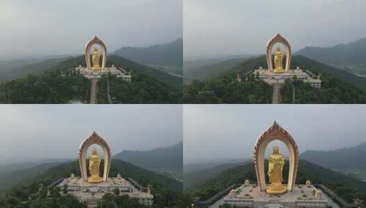 航拍江西九江庐山东林寺东林大佛高清在线视频素材下载