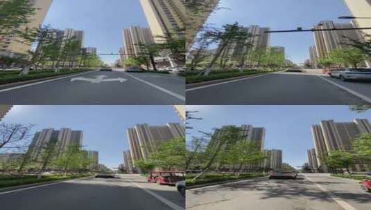 济南奥体中路，居民街区城市道路高清在线视频素材下载