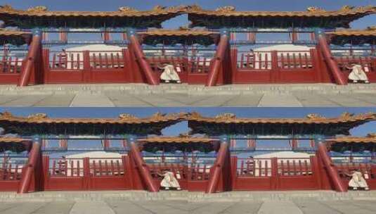 济南老城区府学文庙，红墙黛瓦建筑恢宏高清在线视频素材下载