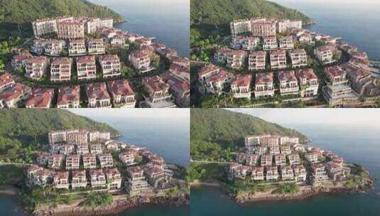 4K深圳大鹏海边别墅酒店度假航拍高清在线视频素材下载
