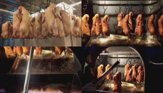 烤鸭烘烤肉类家禽美食制作实拍高清在线视频素材下载
