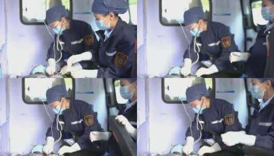 救护车上抢救病人高清在线视频素材下载
