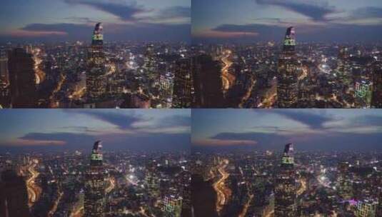 城市航拍越南胡志明市夜景灯光摩天大楼汽车高清在线视频素材下载