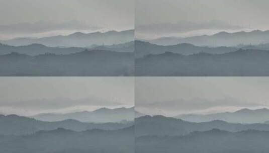 雾气笼罩的层叠的山峦高清在线视频素材下载