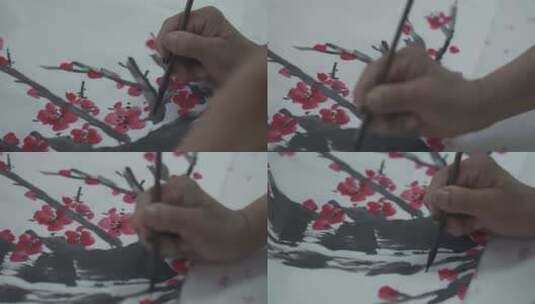 毛笔书法绘画高清在线视频素材下载