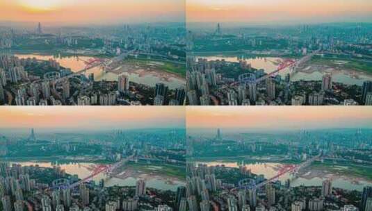 4K重庆菜园坝大桥日落延时摄影苏家坝立交高清在线视频素材下载