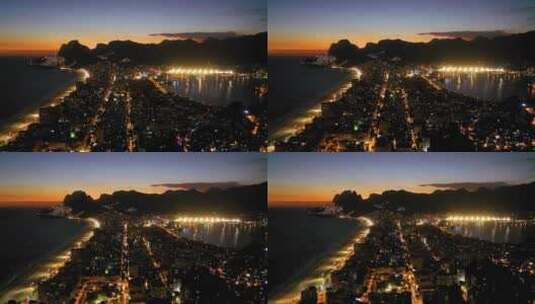 海边城市夜景高清在线视频素材下载