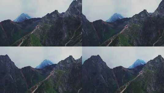 川西四姑娘山壮观大气自然风光航拍实拍视频高清在线视频素材下载