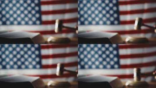 在美国国旗前敲法槌高清在线视频素材下载