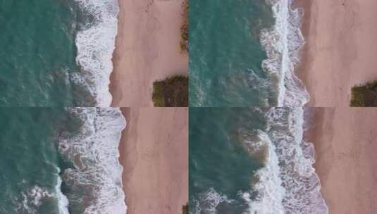 航拍海浪拍打海岸边高清在线视频素材下载