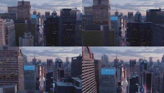 航拍纽约时代广场曼哈顿摩天大楼汽车街道高清在线视频素材下载