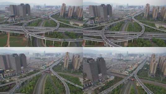 云南昆明城市高架桥交通立交桥航拍高清在线视频素材下载