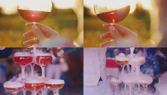 【合集】高脚杯里的红酒 冒冷气的酒杯高清在线视频素材下载