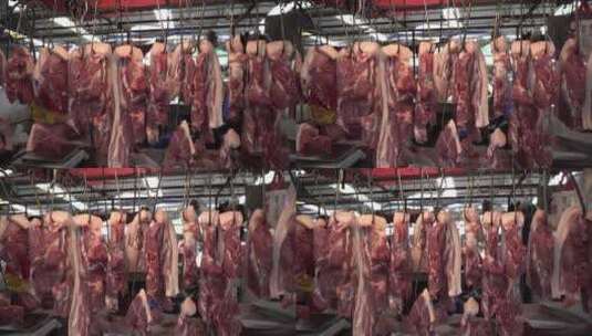 市场猪肉铺实拍素材高清在线视频素材下载