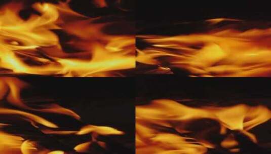 柴火燃烧红红的火苗火焰升起高清在线视频素材下载