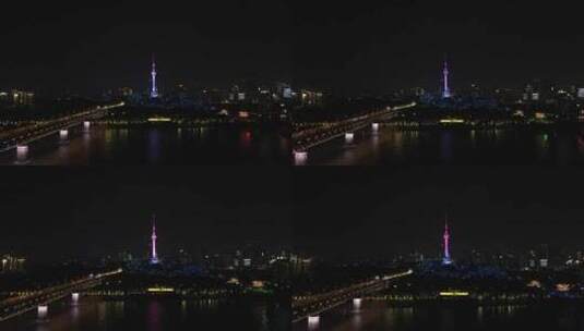 武汉长江大桥长江二桥游轮游船码头18高清在线视频素材下载