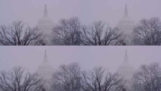 冬季暴雪中的美国国会大厦高清在线视频素材下载