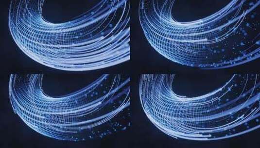 流动的粒子与线条3D渲染高清在线视频素材下载