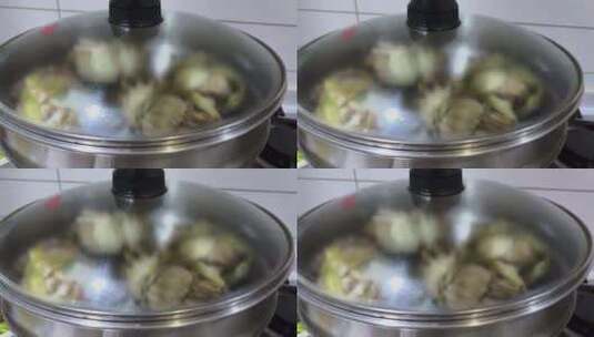 大闸蟹在锅里被清蒸高清在线视频素材下载