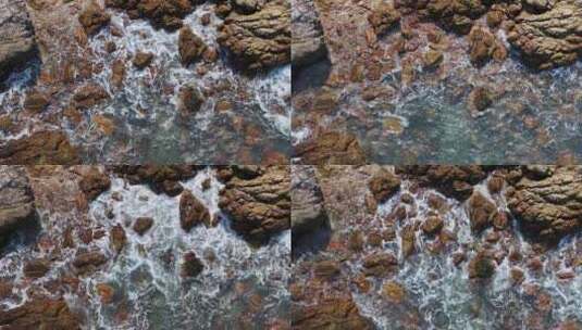 杨梅坑海岸礁石航拍高清在线视频素材下载