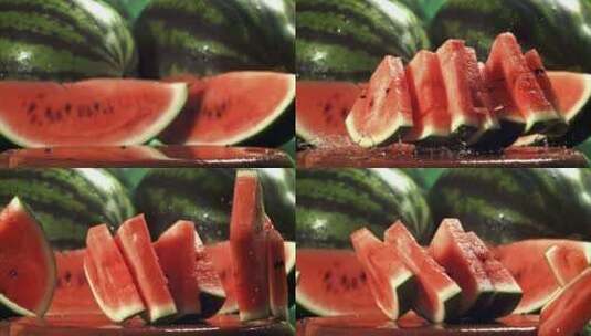 新鲜的切块西瓜优质水果高清在线视频素材下载