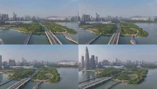 深圳湾后海大桥航拍高清在线视频素材下载