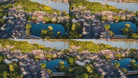 广州岭南印象园景区延时摄影航拍高清在线视频素材下载