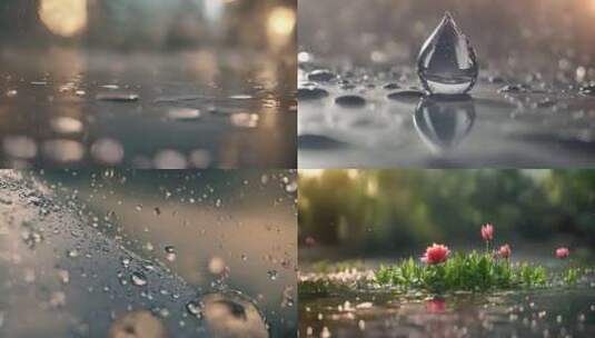 水滴雨滴下雨高清在线视频素材下载