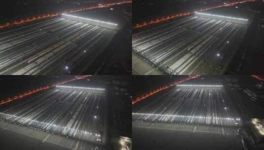 武汉动车段航拍 夜景高清在线视频素材下载